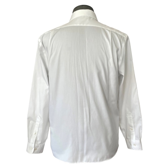 TOMMY HILFIGER White Slim Fit Non-Iron Dress Shirt Mens Long Sleeve Cotton Shirt - Picture 4 of 5